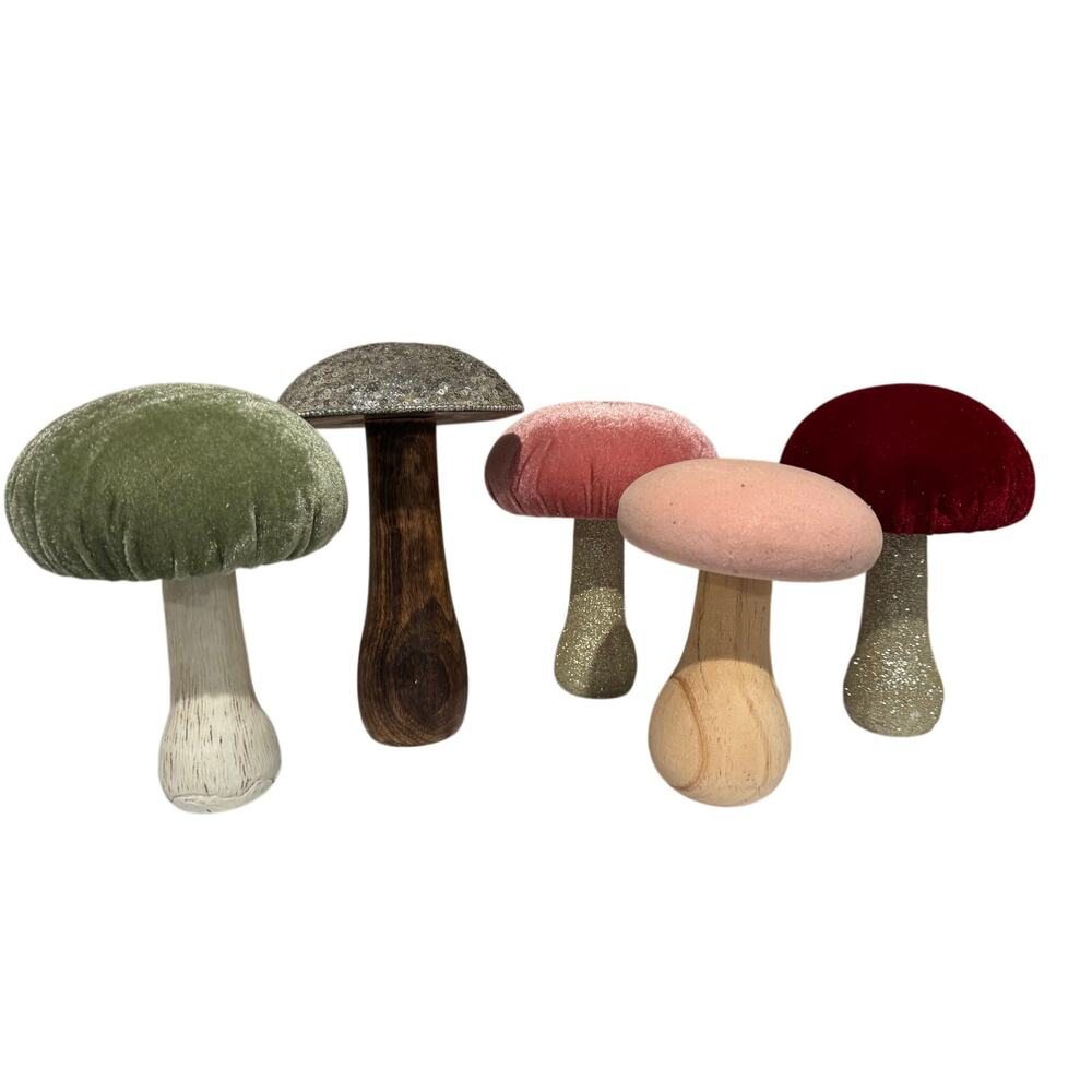 Set of 5 Velvet Sparkle Mushrooms